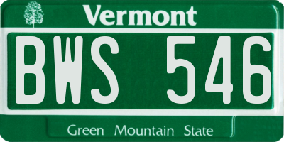 VT license plate BWS546