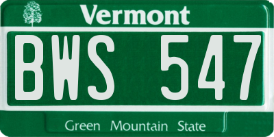 VT license plate BWS547