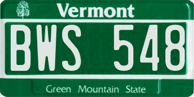 VT license plate BWS548