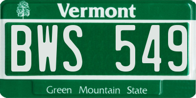 VT license plate BWS549