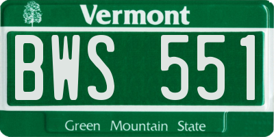 VT license plate BWS551