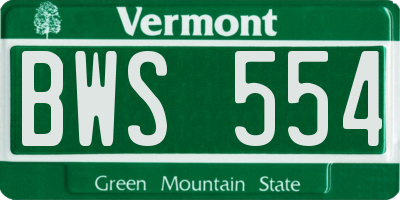 VT license plate BWS554