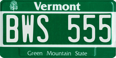 VT license plate BWS555