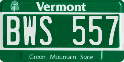 VT license plate BWS557