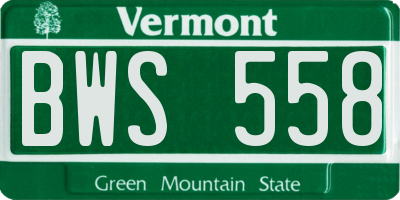 VT license plate BWS558