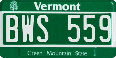 VT license plate BWS559