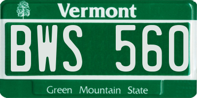 VT license plate BWS560