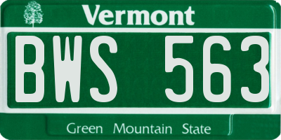 VT license plate BWS563