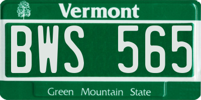 VT license plate BWS565