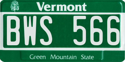 VT license plate BWS566
