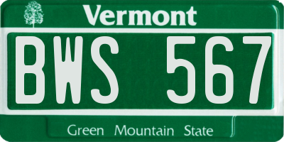 VT license plate BWS567