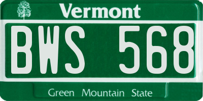 VT license plate BWS568