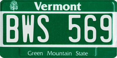 VT license plate BWS569