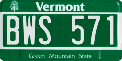 VT license plate BWS571