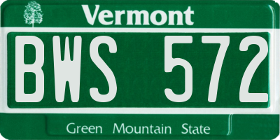 VT license plate BWS572