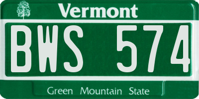 VT license plate BWS574