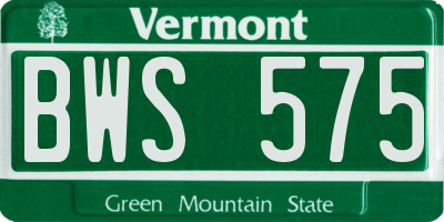 VT license plate BWS575