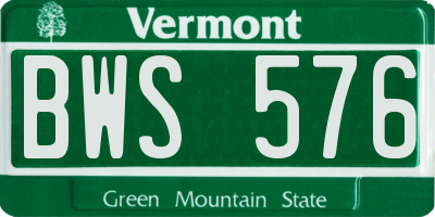 VT license plate BWS576