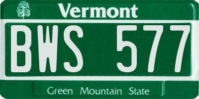 VT license plate BWS577