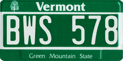 VT license plate BWS578