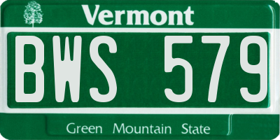 VT license plate BWS579