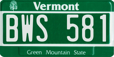 VT license plate BWS581