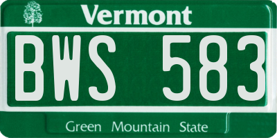 VT license plate BWS583