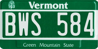 VT license plate BWS584
