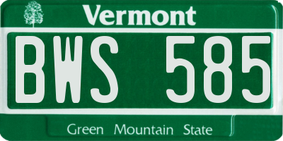 VT license plate BWS585