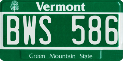 VT license plate BWS586