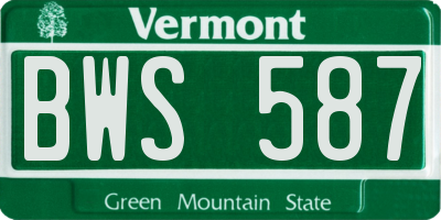 VT license plate BWS587