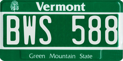 VT license plate BWS588