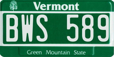 VT license plate BWS589