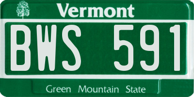 VT license plate BWS591