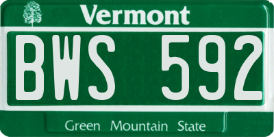VT license plate BWS592