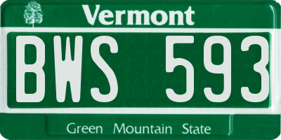 VT license plate BWS593
