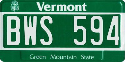 VT license plate BWS594