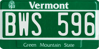 VT license plate BWS596