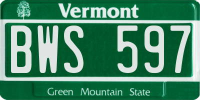 VT license plate BWS597