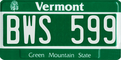VT license plate BWS599