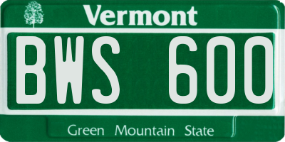 VT license plate BWS600
