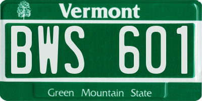 VT license plate BWS601