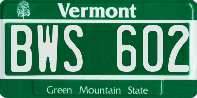 VT license plate BWS602