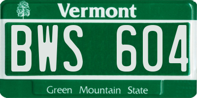 VT license plate BWS604