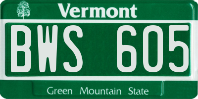 VT license plate BWS605