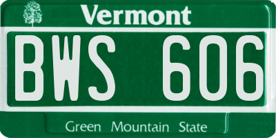 VT license plate BWS606
