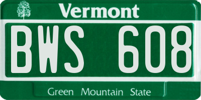 VT license plate BWS608