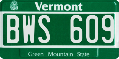 VT license plate BWS609