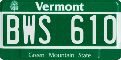 VT license plate BWS610