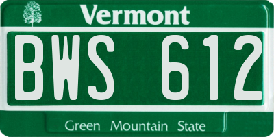 VT license plate BWS612